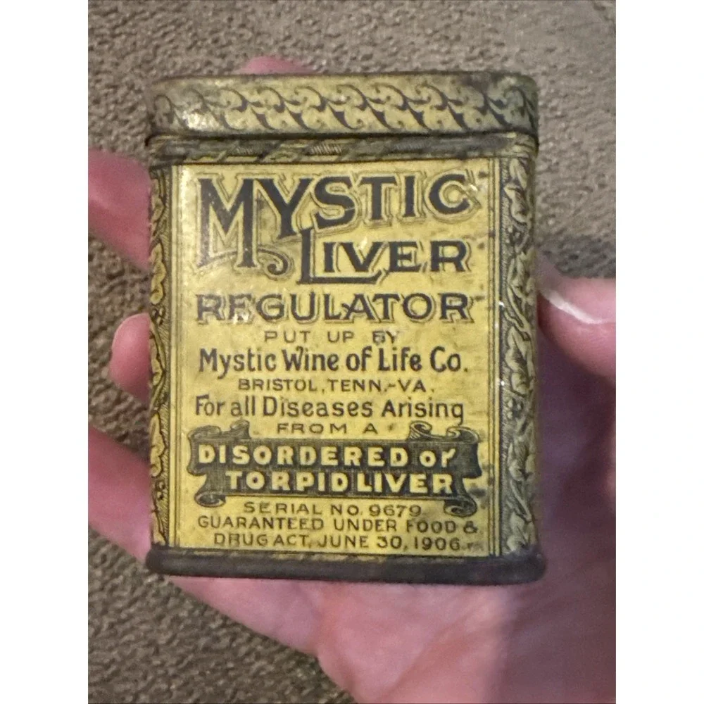 Antique 1906 Mystic Liver Regulator EMPTY Tin (TD)